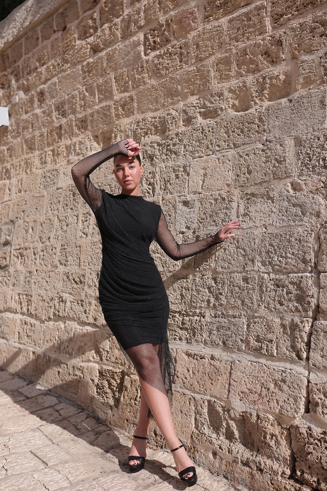 שמלת ערב צנועה זיו שחור 1