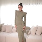 שמלת ערב מידי צנועה עלמה ירוק זית 4