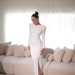 שמלת ערב מידי צנועה עלמה לבן 1