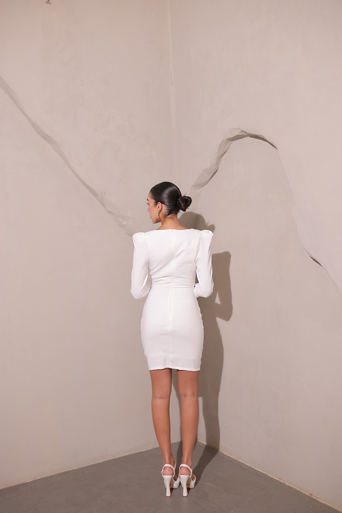 שמלת ערב מיני מלאני לבן 3