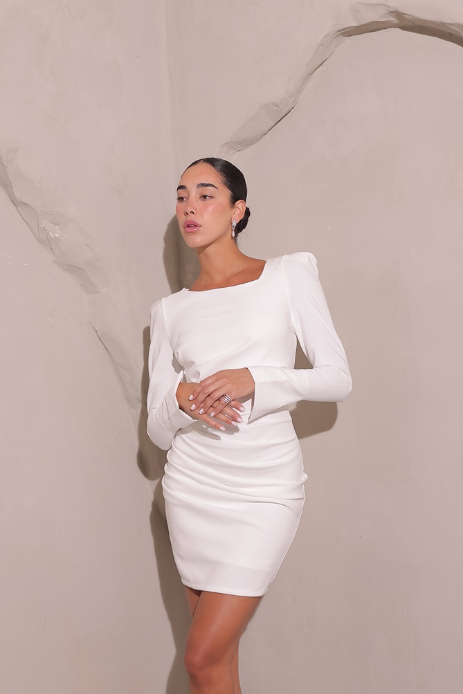 שמלת ערב מיני מלאני לבן