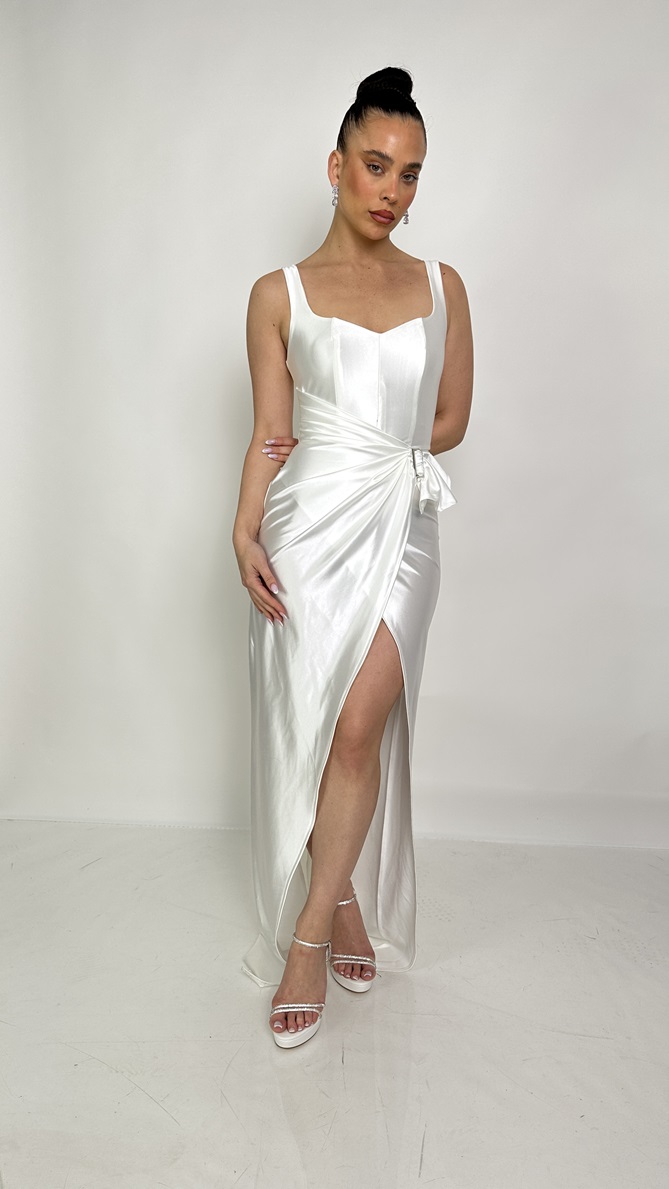 שמלת ערב מקסי טליה לבן