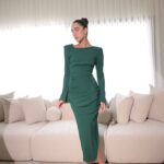 שמלת ערב צנועה גנסיס ירוק בקבוק 1