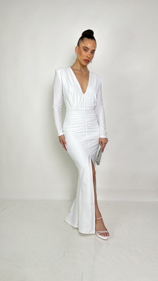 שמלת ערב צנועה מישל לבן