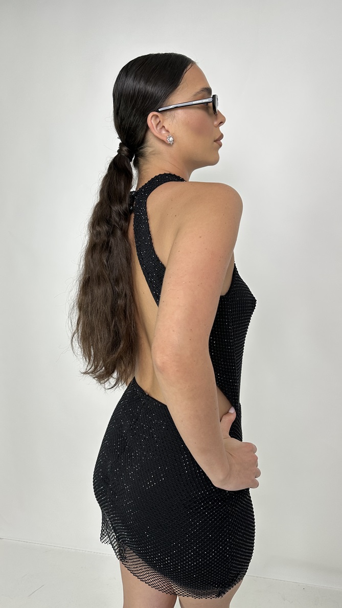 שמלת מיני אבנים ארין שחור 4