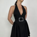 שמלת ערב מיני קולר מירל שחור 2