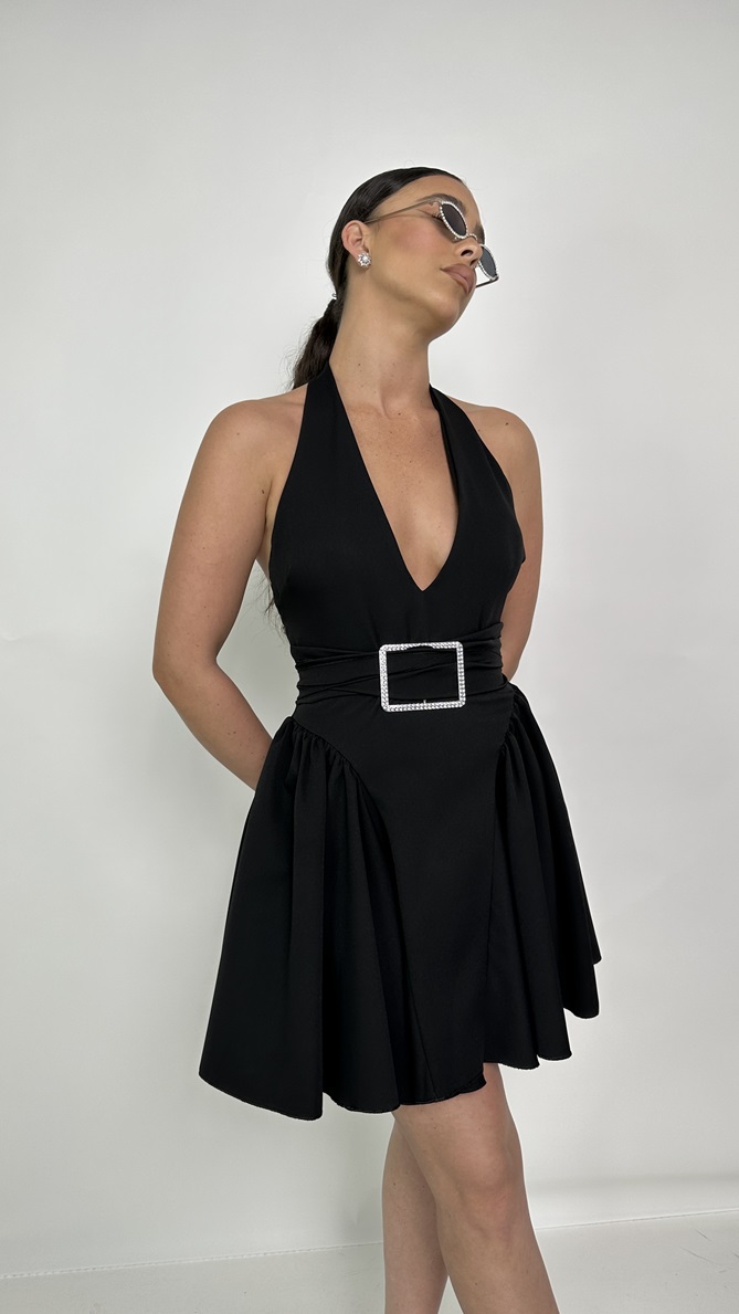 שמלת ערב מיני קולר מירל שחור 2