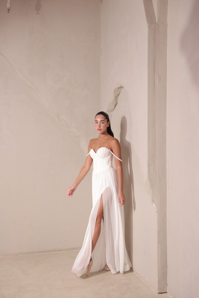 שמלת ערב מקסי לורנס לבן 6