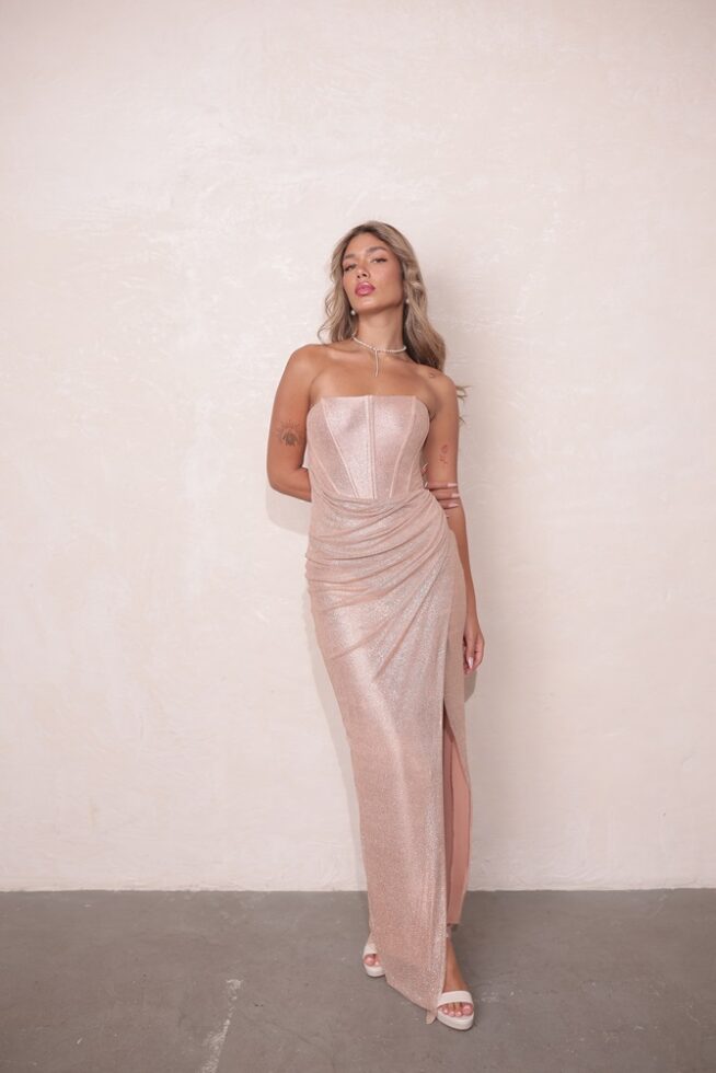 שמלת ערב ליב מקסי ורוד עתיק