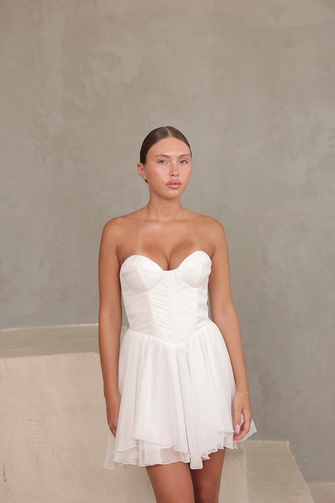 שמלת ערב מיני אינדיה לבן 3