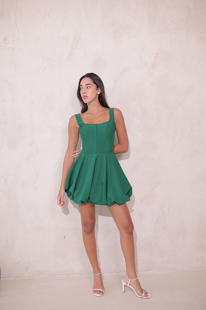 שמלת ערב מיני מורגן ירוק