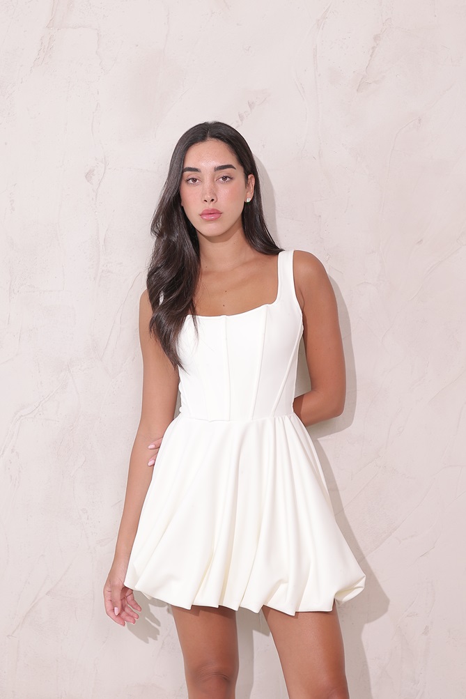 שמלת ערב מיני מורגן לבן 4