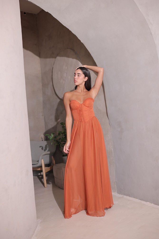 שמלת ערב מקסי דיה כתום