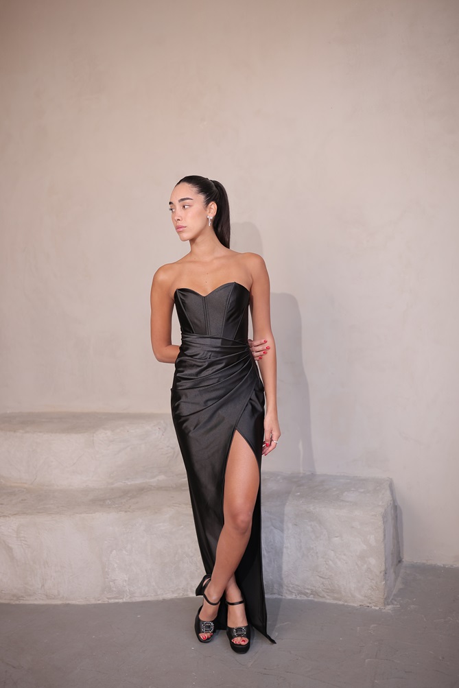 שמלת ערב מקסי נוגה שחור 2