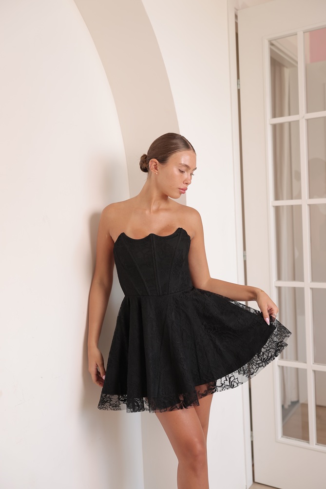 שמלת ערב מיני אליסון שחור 3