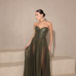 שמלת ערב מקסי דיה ירוק זית 4