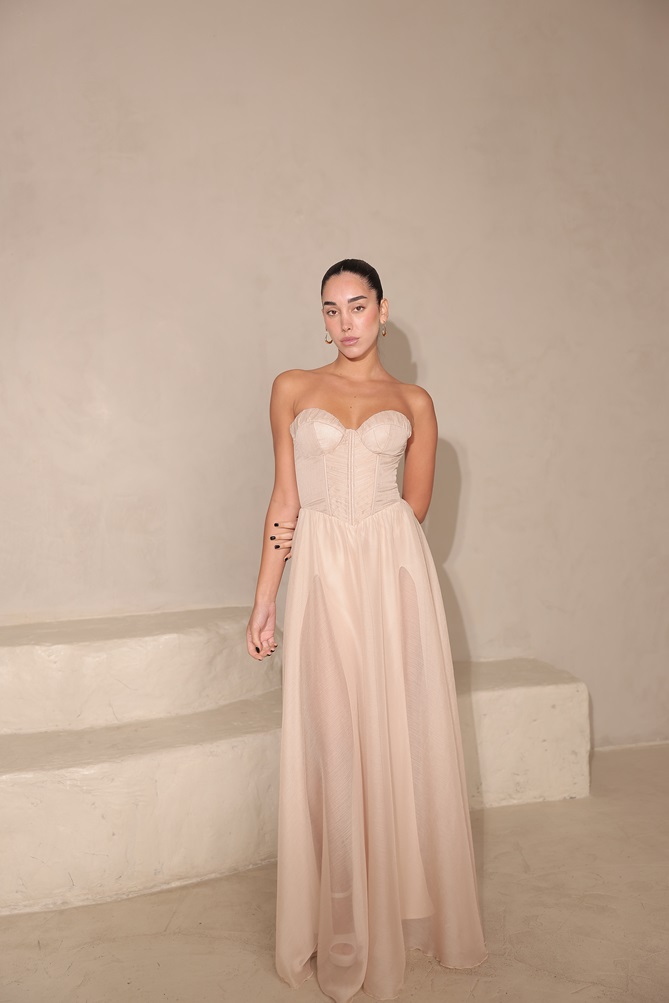 שמלת ערב מקסי דיה שמנת 1