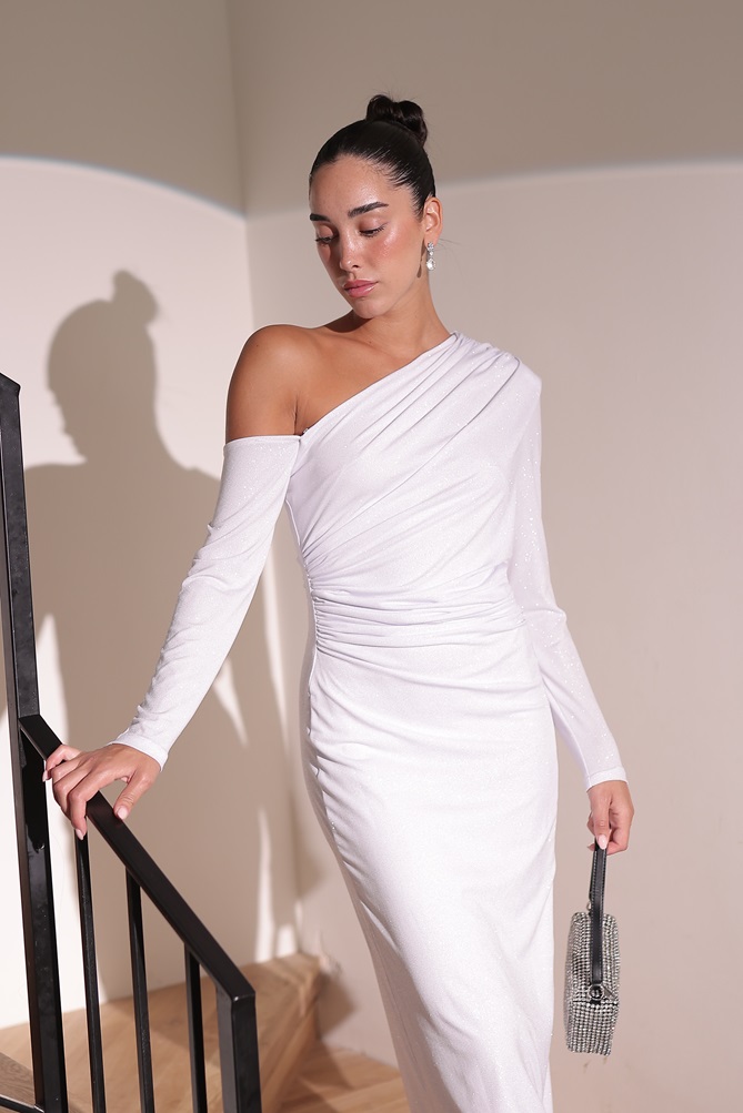 שמלת ערב מידי ארי לבן 1