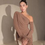 שמלת ערב מקסי אוריה חום 5