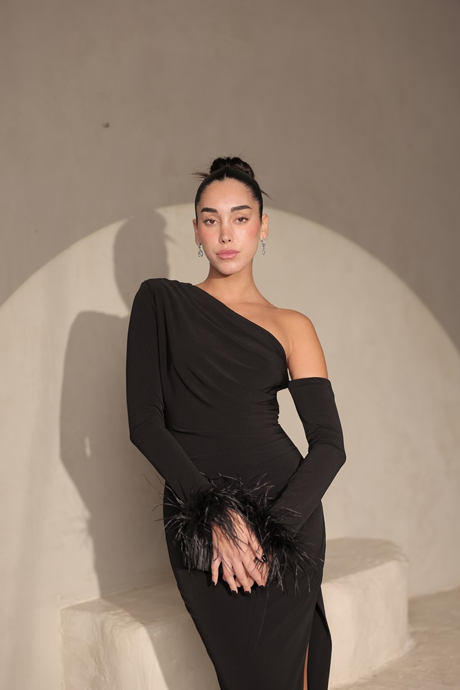 שמלת ערב מקסי אוריה שחור 1