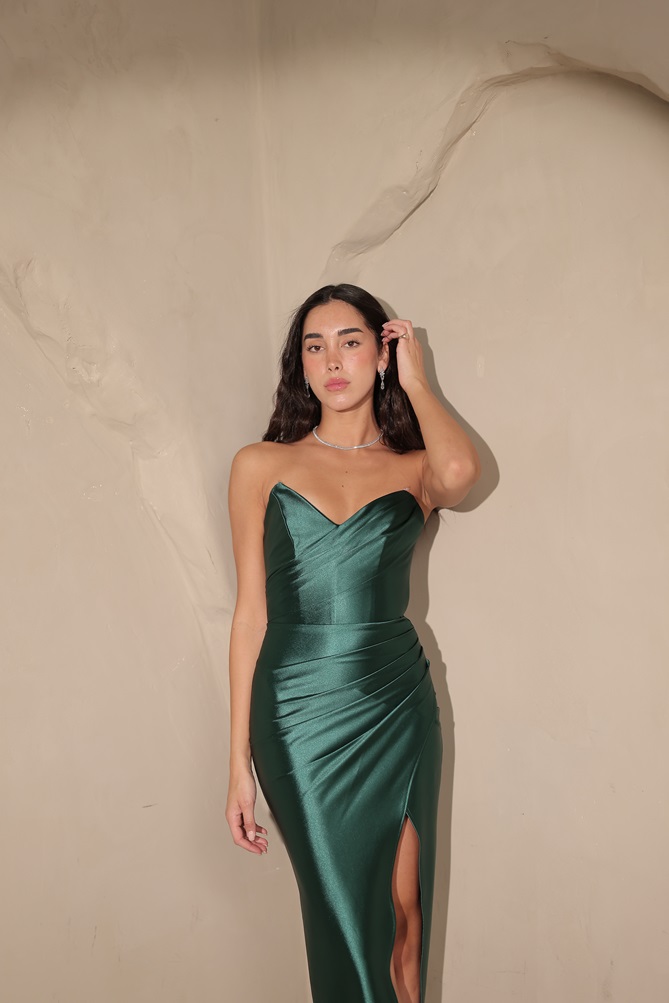 שמלת ערב מקסי ניני ירוק בקבוק 3