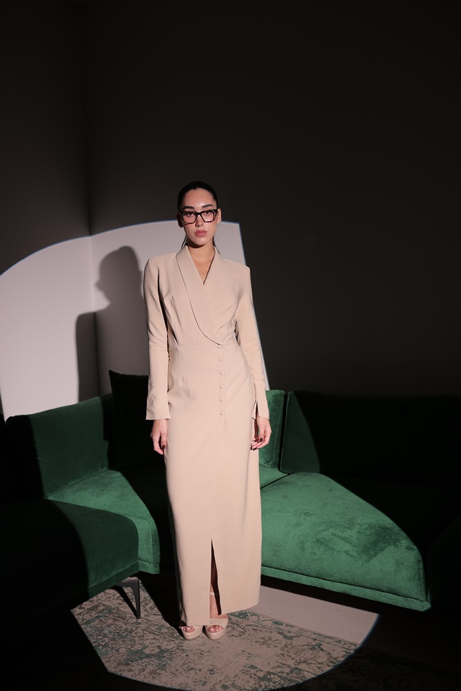 שמלת ערב גקט מקסי שיינה בז 1