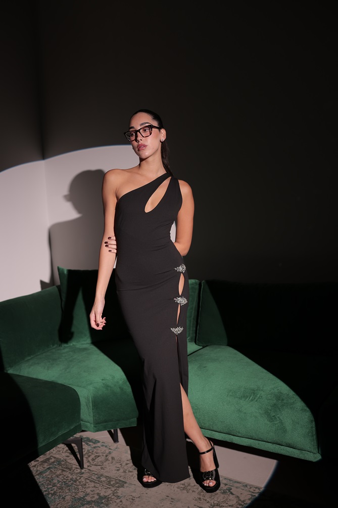 שמלת ערב מקסי ג'ני שחור 4