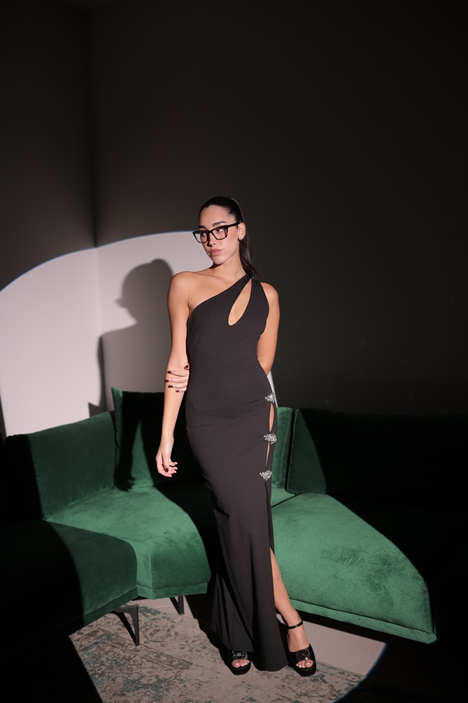 שמלת ערב מקסי ג'ני שחור