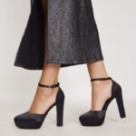 נעל עקב Naya1 שחור סאטן 1 נעל עקב Naya1 שחור סאטן 1