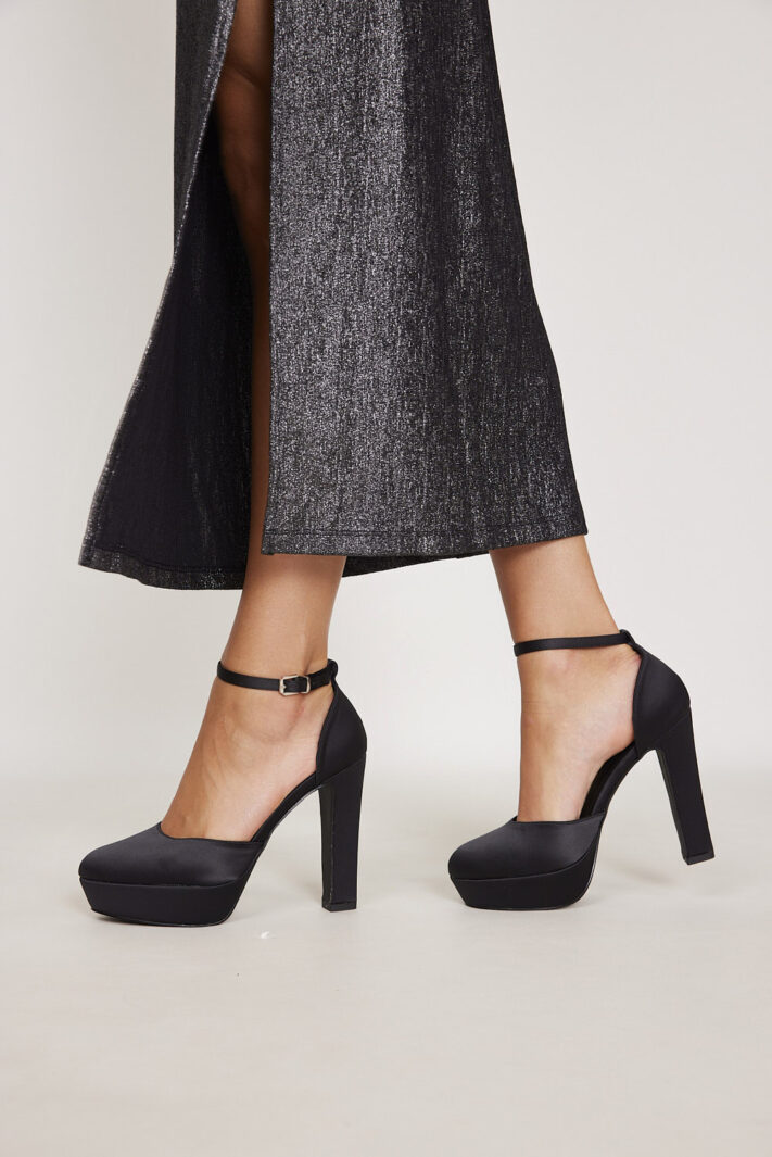 נעל עקב Naya1 שחור סאטן 1 נעל עקב Naya1 שחור סאטן 1