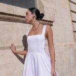 שמלת ערב מיני בלון לבן מון 4