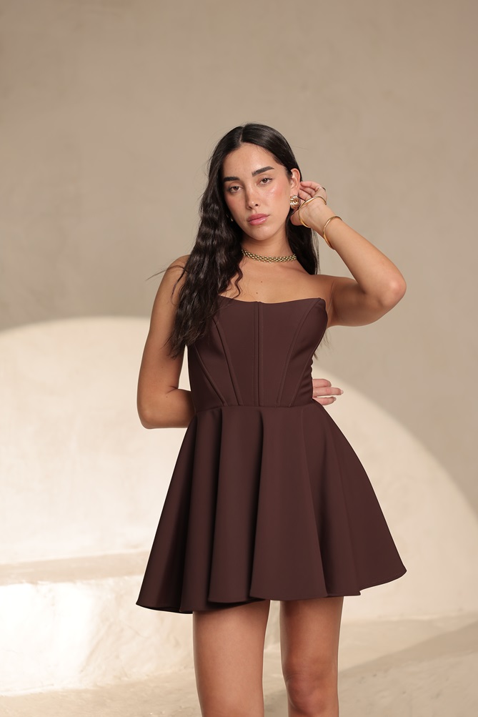 שמלת ערב מיני דין חום 3