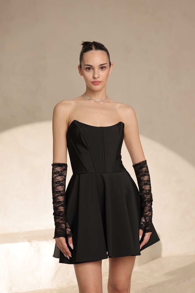 שמלת ערב מיני דין שחור 5