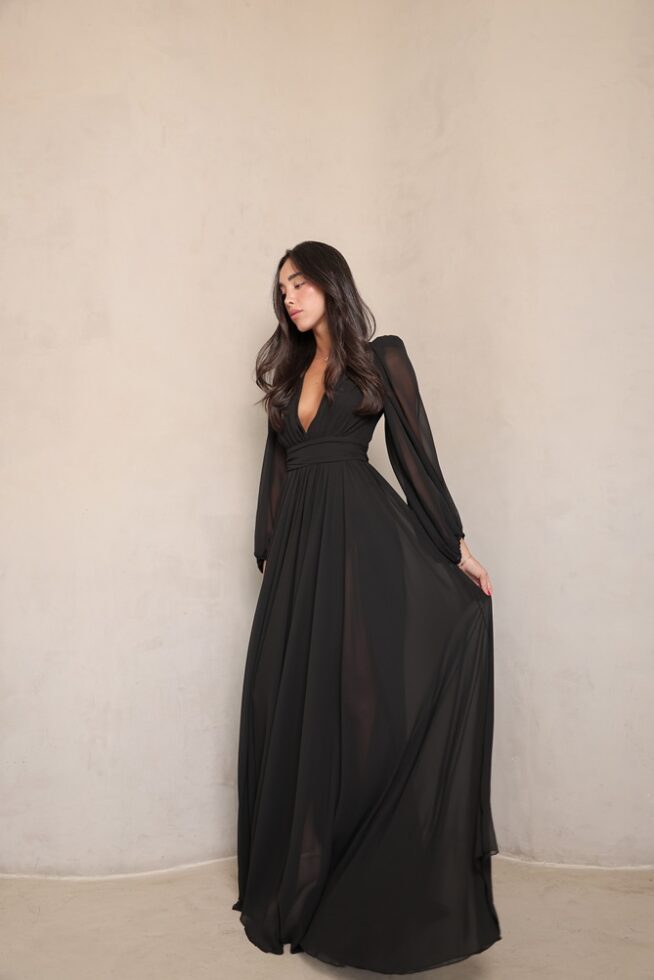 שמלת ערב מקסי רנית שחור 2