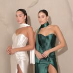 שמלת ערב ברטה לבן וירוק בקבוק 2