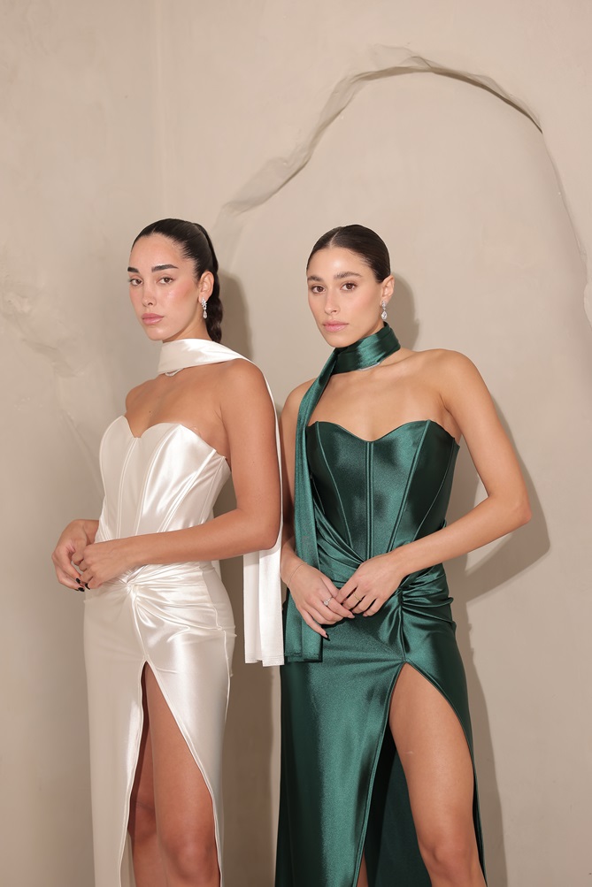 שמלת ערב ברטה לבן וירוק בקבוק 2 שמלת ערב ברטה לבן וירוק בקבוק 2