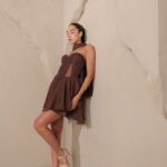 שמלת ערב מיני אריה חום