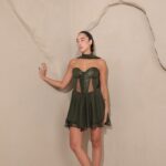 שמלת ערב מיני אריה ירוק זית 1