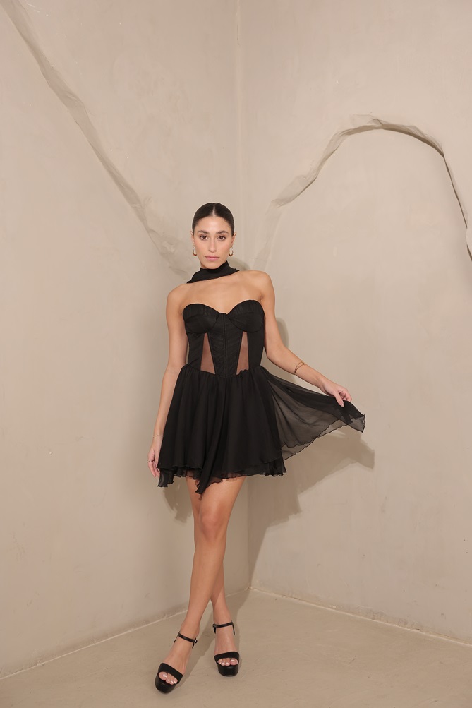 שמלת ערב מיני אריה שחור 1