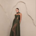 שמלת ערב מקסי אימרי ירוק זית 4