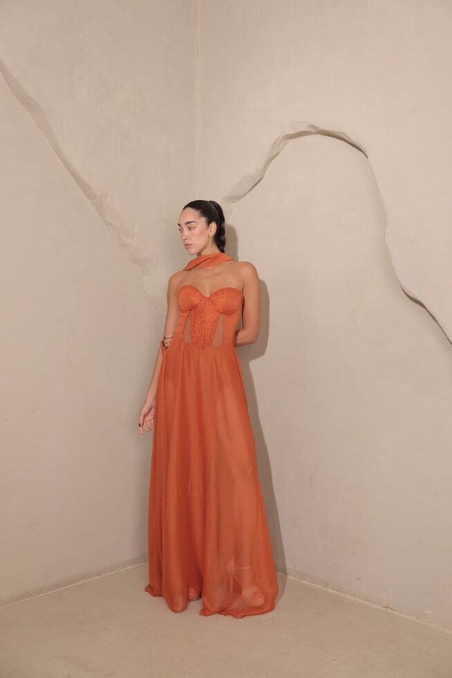 שמלת ערב מקסי אימרי כתום