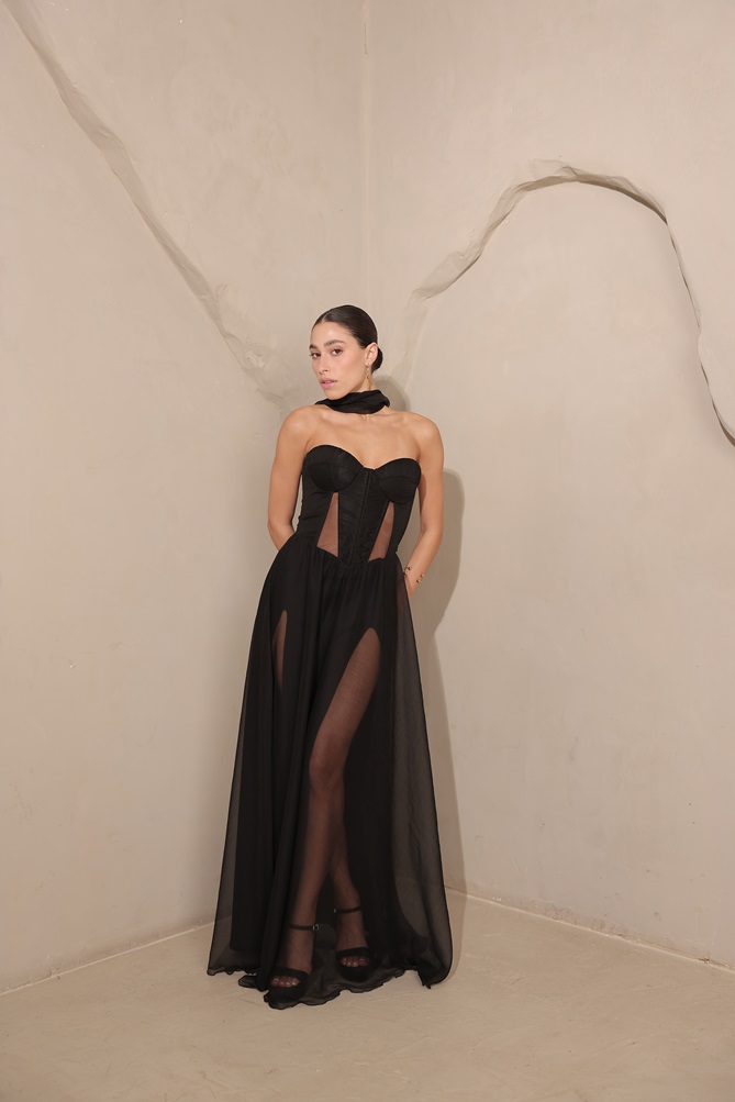 שמלת ערב מקסי אימרי שחור 1