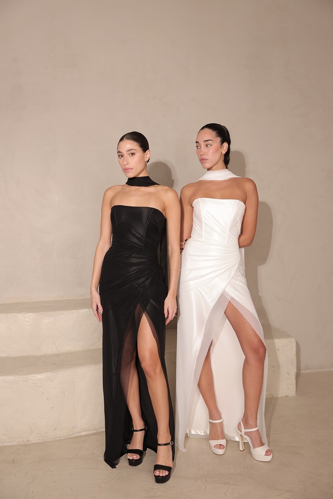 שמלת ערב מקסי אליז שחור לבן 2 שמלת ערב מקסי אליז שחור לבן 2