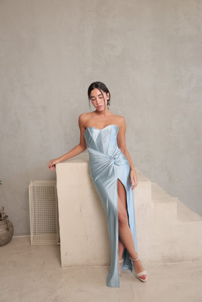 שמלת ערב מקסי ברטה תכלת 4