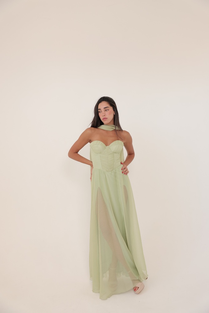 שמלת ערב מקסי דייה ירוק בהיר5