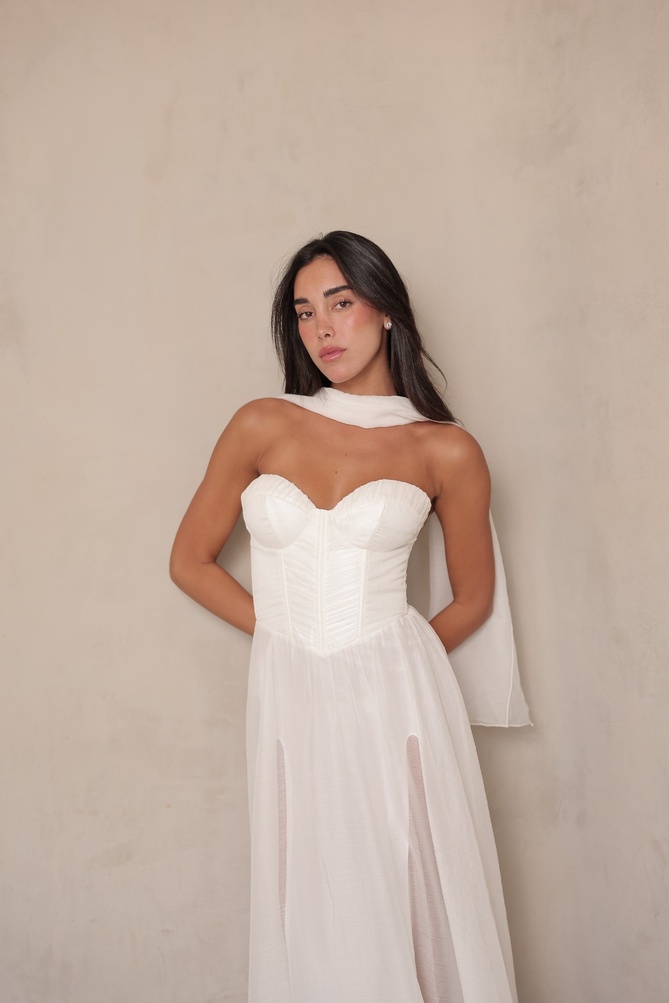 שמלת ערב מקסי דייה לבן1