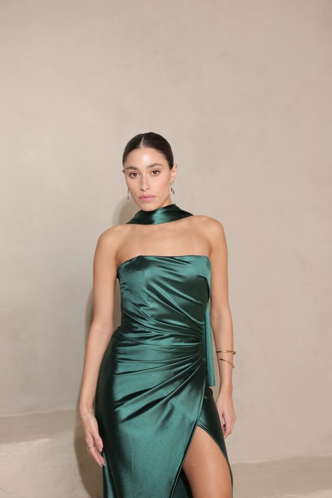 שמלת ערב מקסי קיי ירוק בקבוק 1