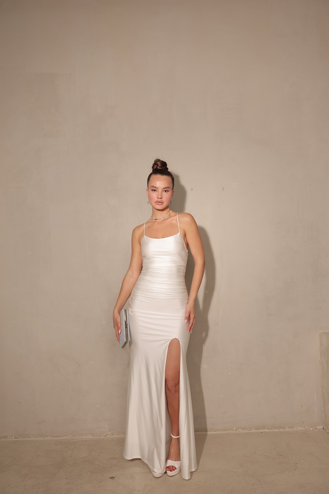 שמלת ערב אליזה לבן 4