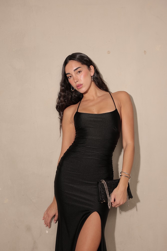 שמלת ערב אליזה מקסי שחור 1