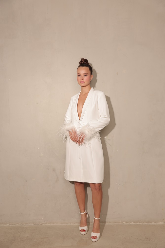 שמלת ערב מידי צנועה לוסיל לבן 6 שמלת ערב מידי צנועה לוסיל לבן 6